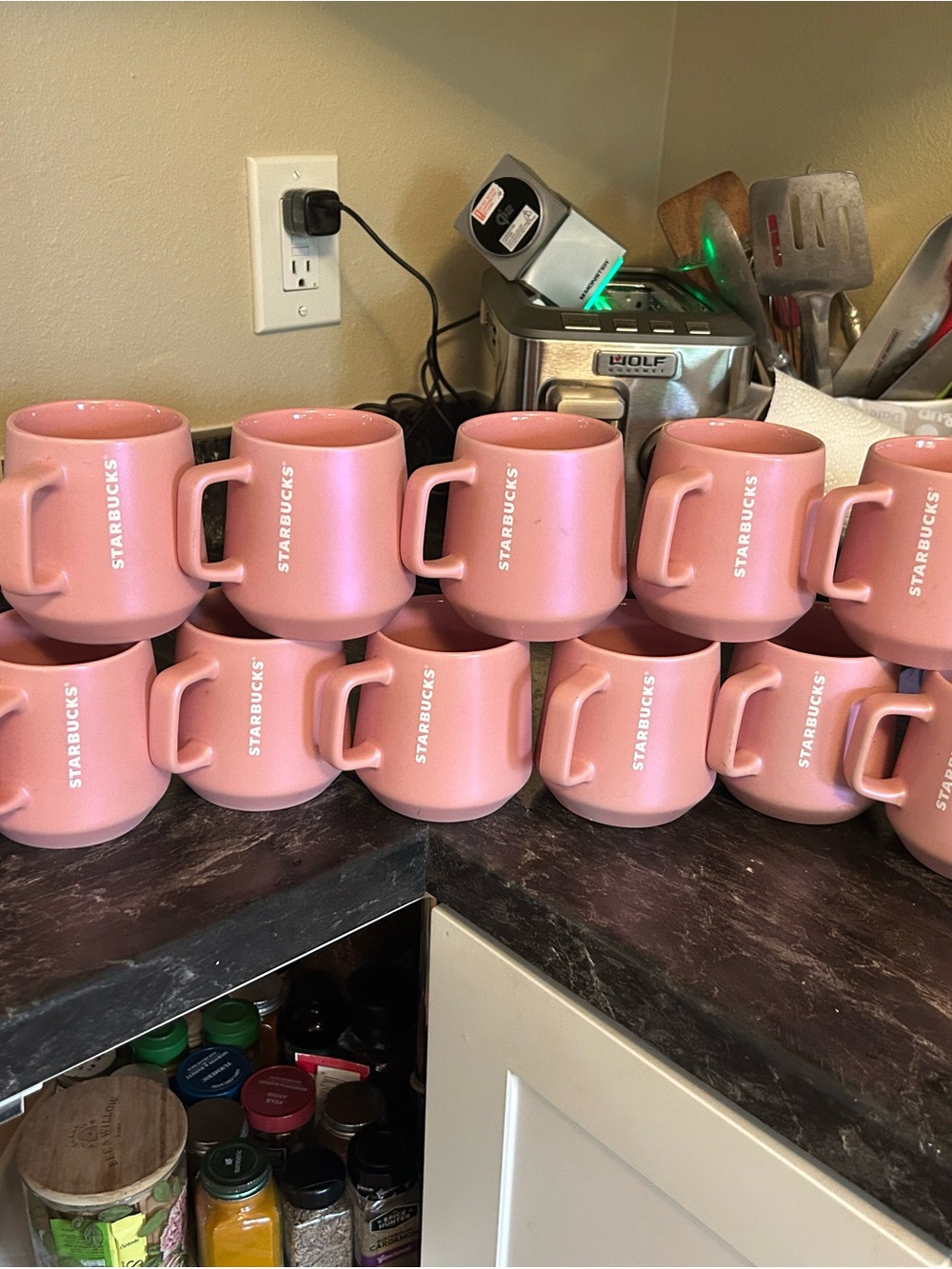 Starbucks Pink Ceramic Coffee Mugs - Set of Matte Pink Mugs